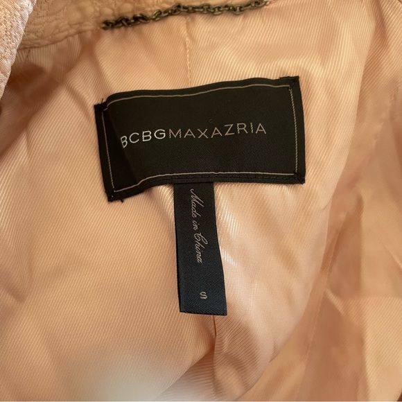 BCBGMAXAZRIA Boe Pink Textured Cotton Moto Motorcycle Jacket EUC Size Small - Picture 8 of 12